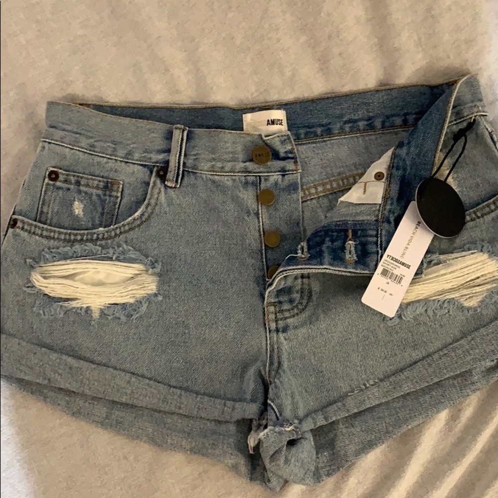 Distress high waisted shorts